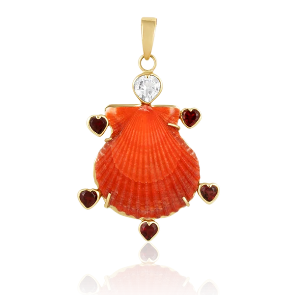 Orange Shell Garnet Heart Halo