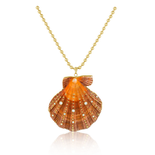 Load image into Gallery viewer, Large Studded Orange Shell Pendant
