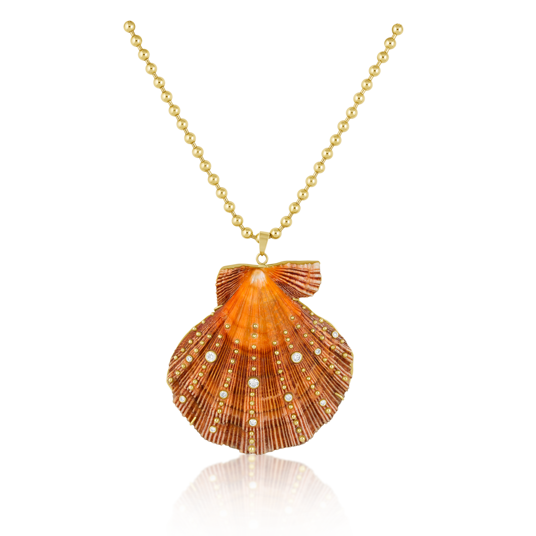 Large Studded Orange Shell Pendant