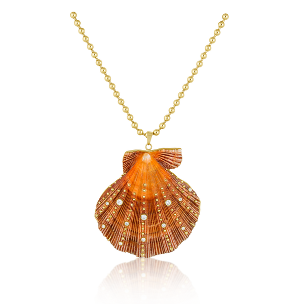 Large Studded Orange Shell Pendant