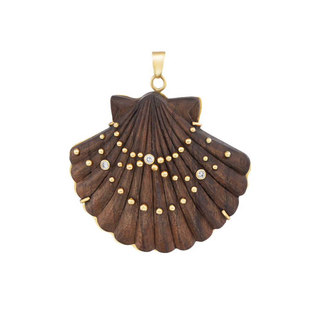 Carved Walnut Scallop Shell