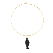 Load image into Gallery viewer, Ebony Swedish Fish Pendant (gold ball eyes)
