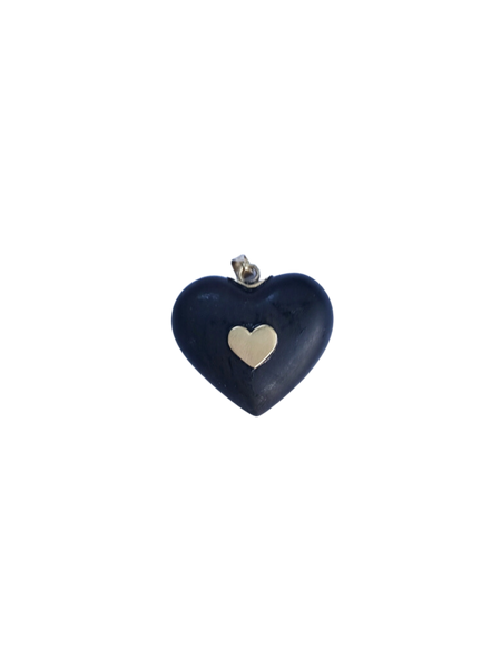 Diamond Ebony Carved Heart Pendant