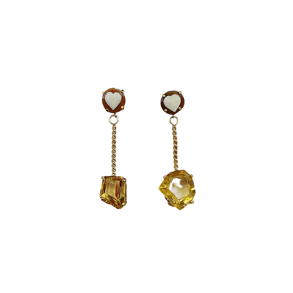 Heart Cameo Citrine Earrings