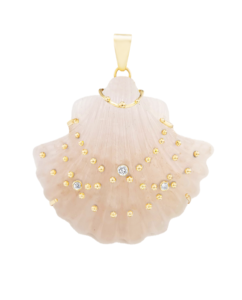 Carved Rose Quartz Shell