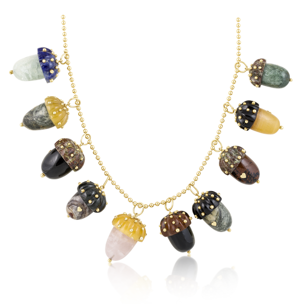 Carved Stone Acorn Pendants