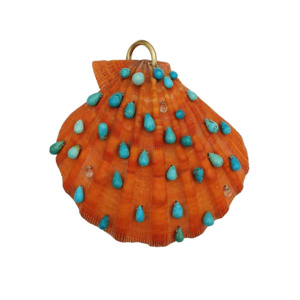 br171 - Orange & Turquoise Shell