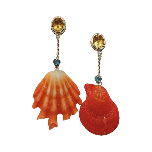 br199 - Orange Shell Earrings