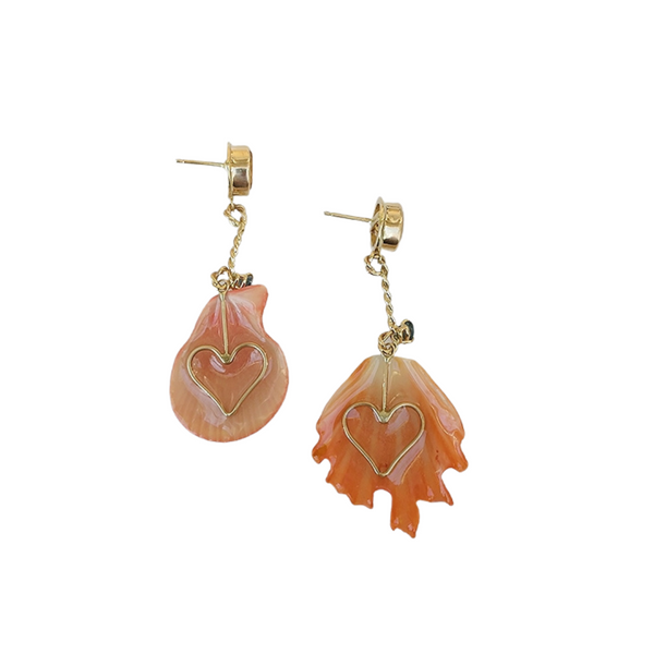 br199 - Orange Shell Earrings