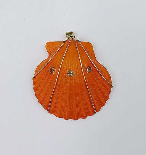 br272- Orange Shell with Peridot