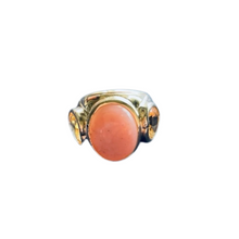 Load image into Gallery viewer, Pink Opal Cabochon with Citrine Hearts Ring

