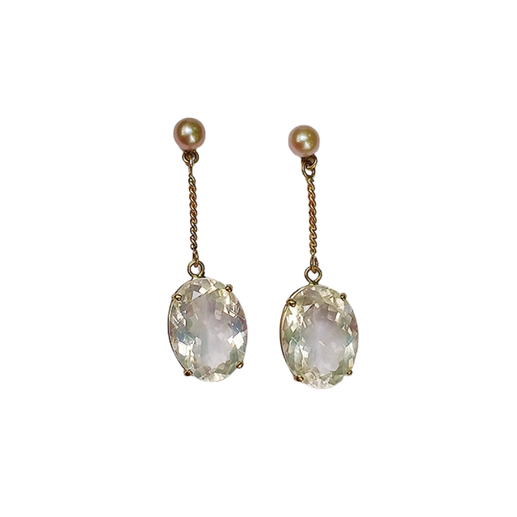 br253- Rose Quartz Pearl Earrings