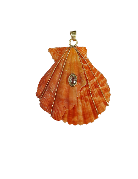 Br363- Orange Joined Shell with Quartz