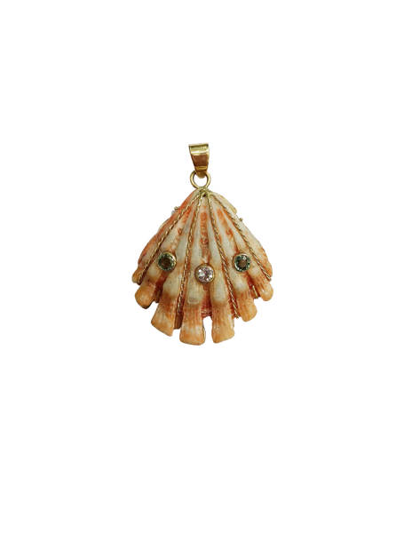 Br361- White Shell with Colored Stones