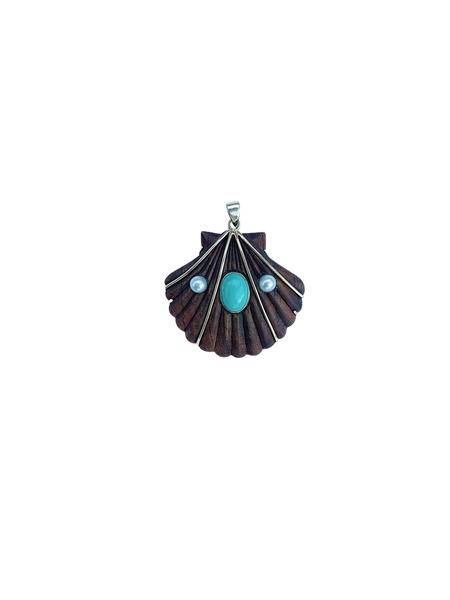 Br450- Wooden Shell with Turquoise