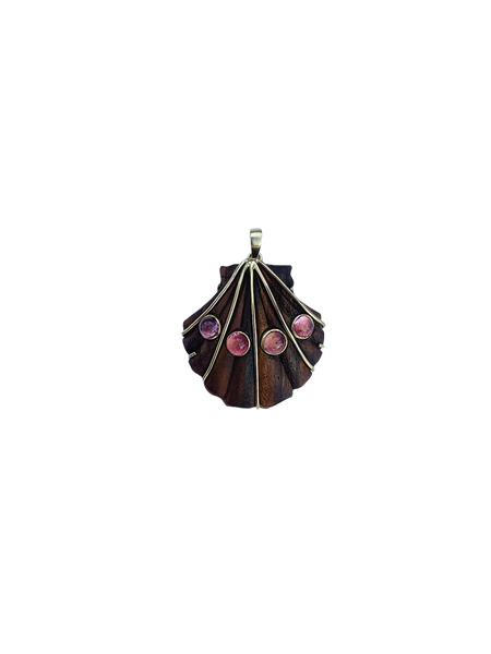 Br448- Wooden Shell With Cabochons