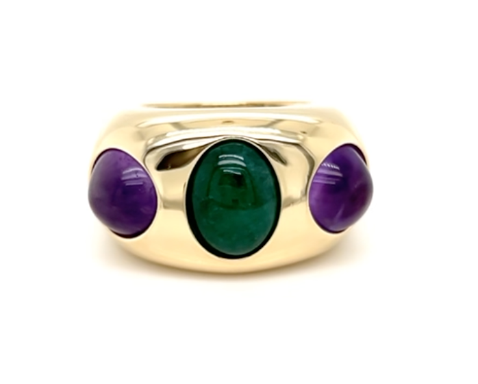 Br468- Amethyst and Jade Ring